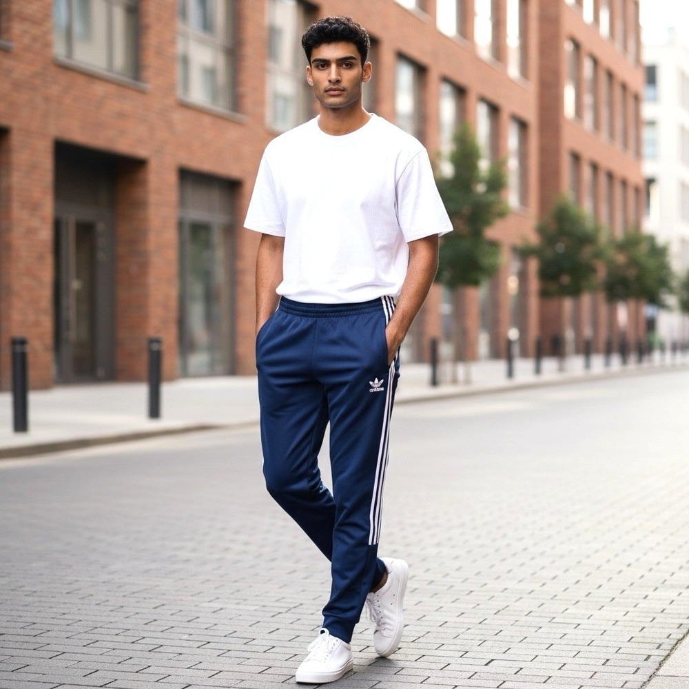 Adidas Adicolor Classics Jogger Cutline Navy Mens L Zip Legs /Pockets Activewear